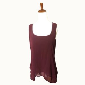 WHBM Cottagecore Maroon Dark Red Sheer Layer Shell Sz‎ XS